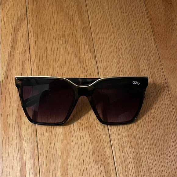 Quay Australia Black Sunglasses with Gold Trim Quay Australia By The Way Womens Sunglasses Black Gold  main image 2